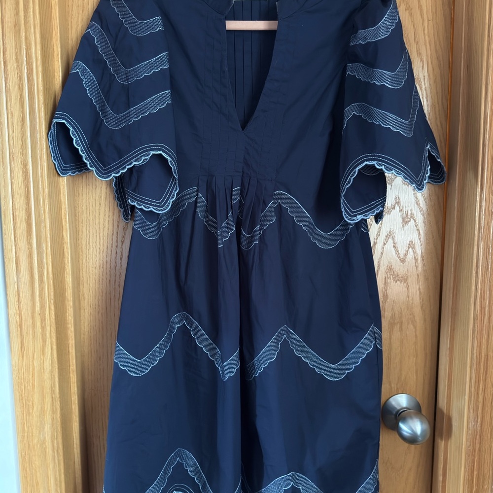 Elegant Tuckernuck Navy Blue Dress with baby blue Accents